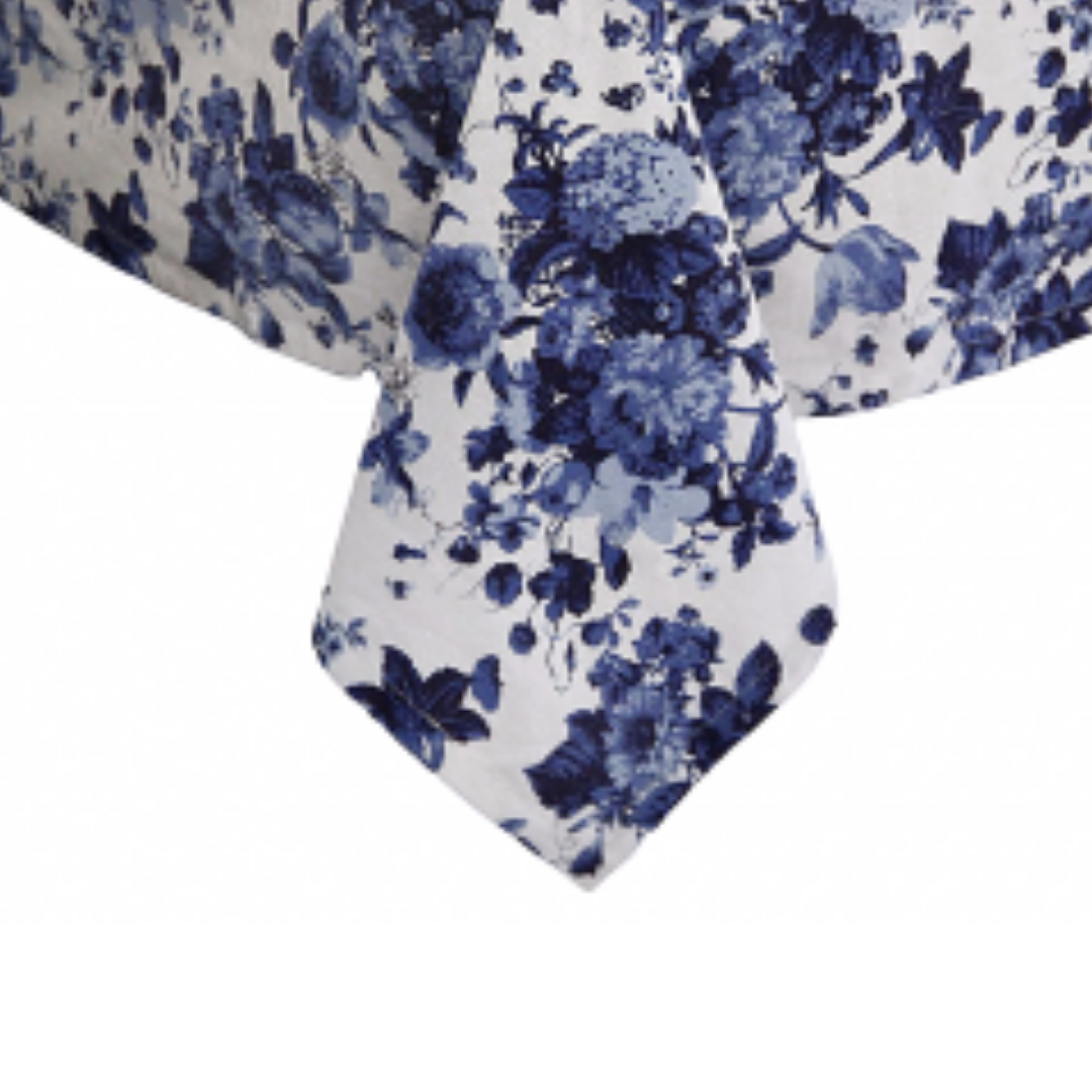 TABLE CLOTH BLUE FLORAL PRINT