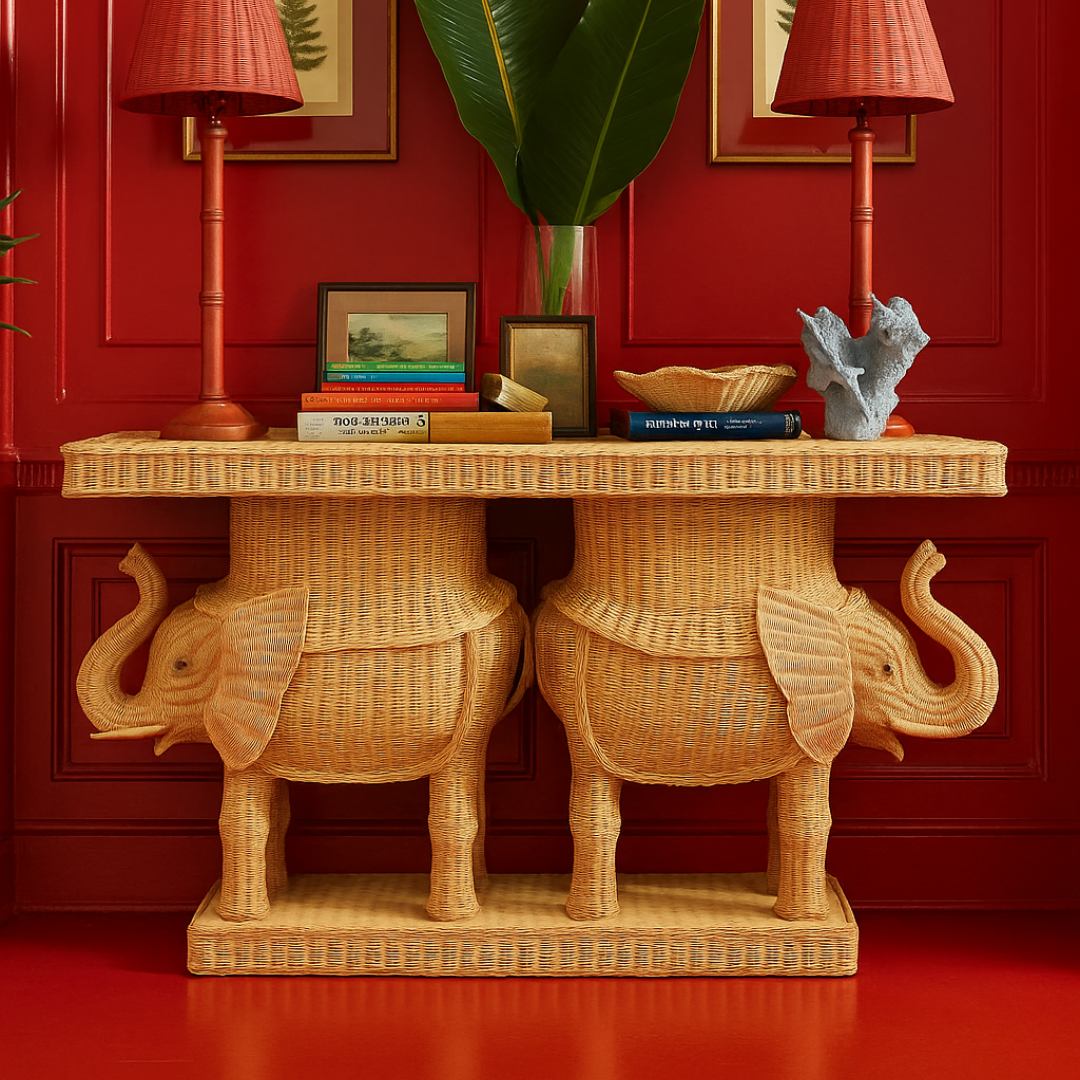 Rattan Momo Elephant Console