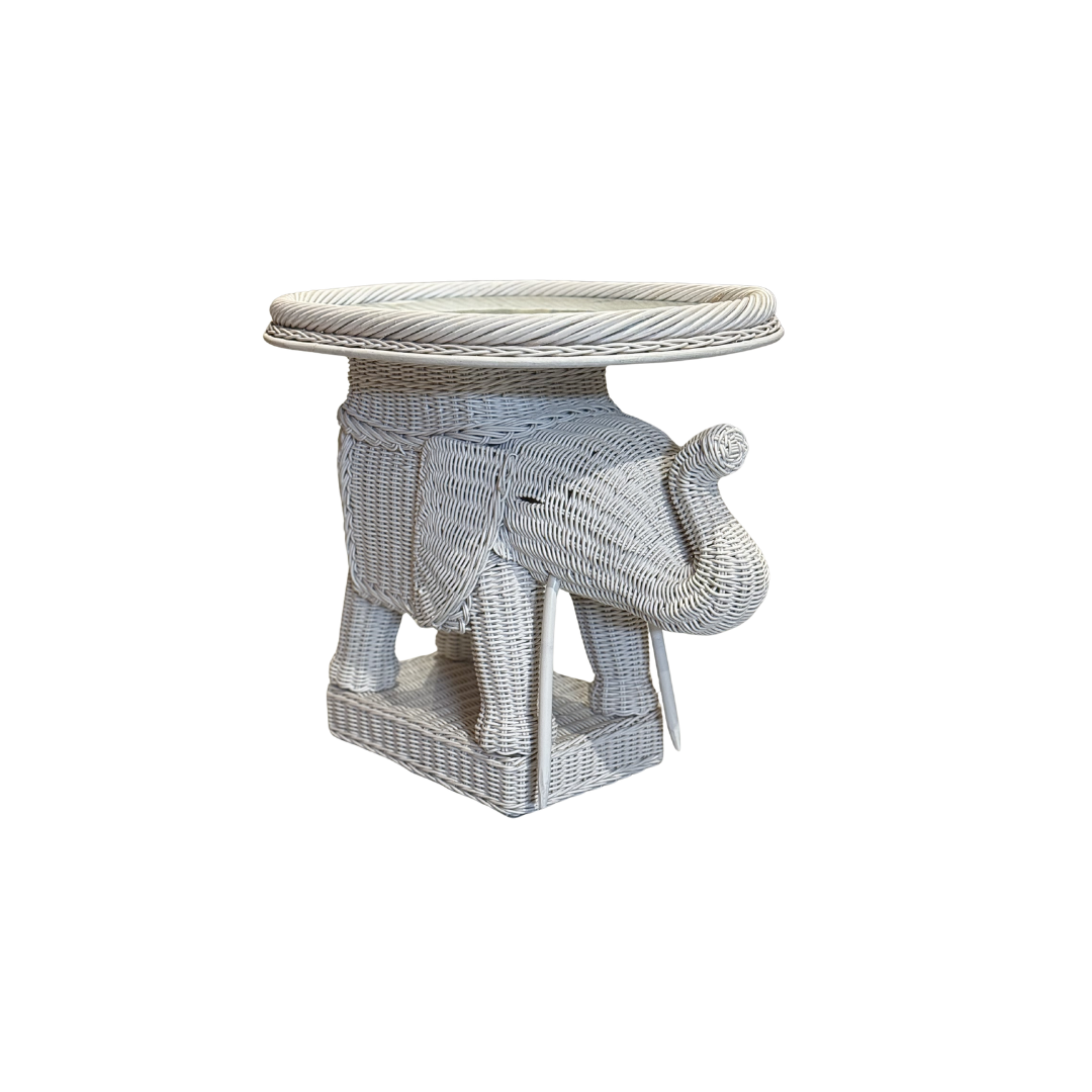 Rattan Elephant Side Table