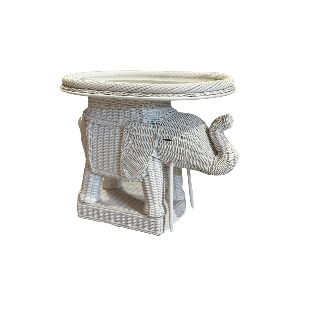 Rattan Elephant Side Table