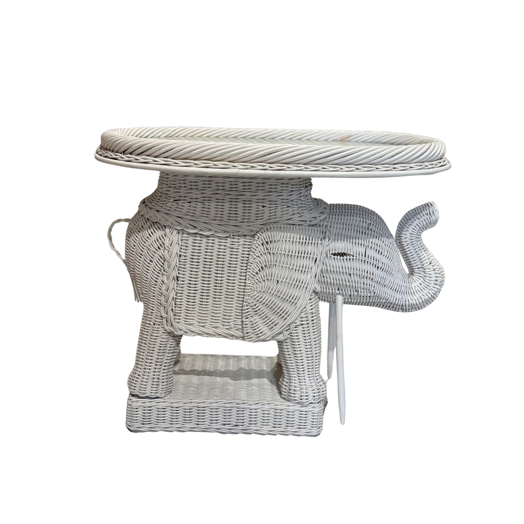Rattan Elephant Side Table