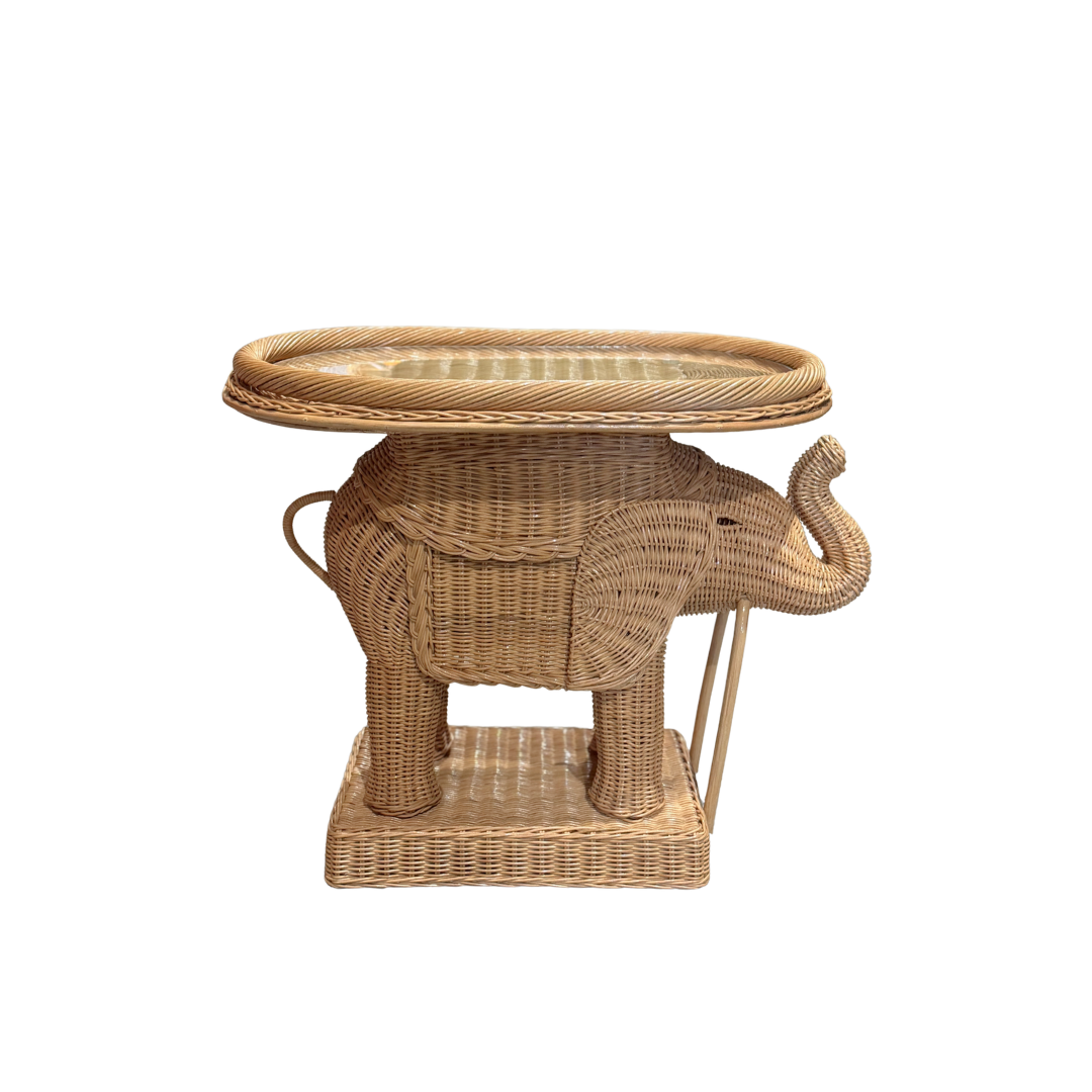 Rattan Elephant Side Table
