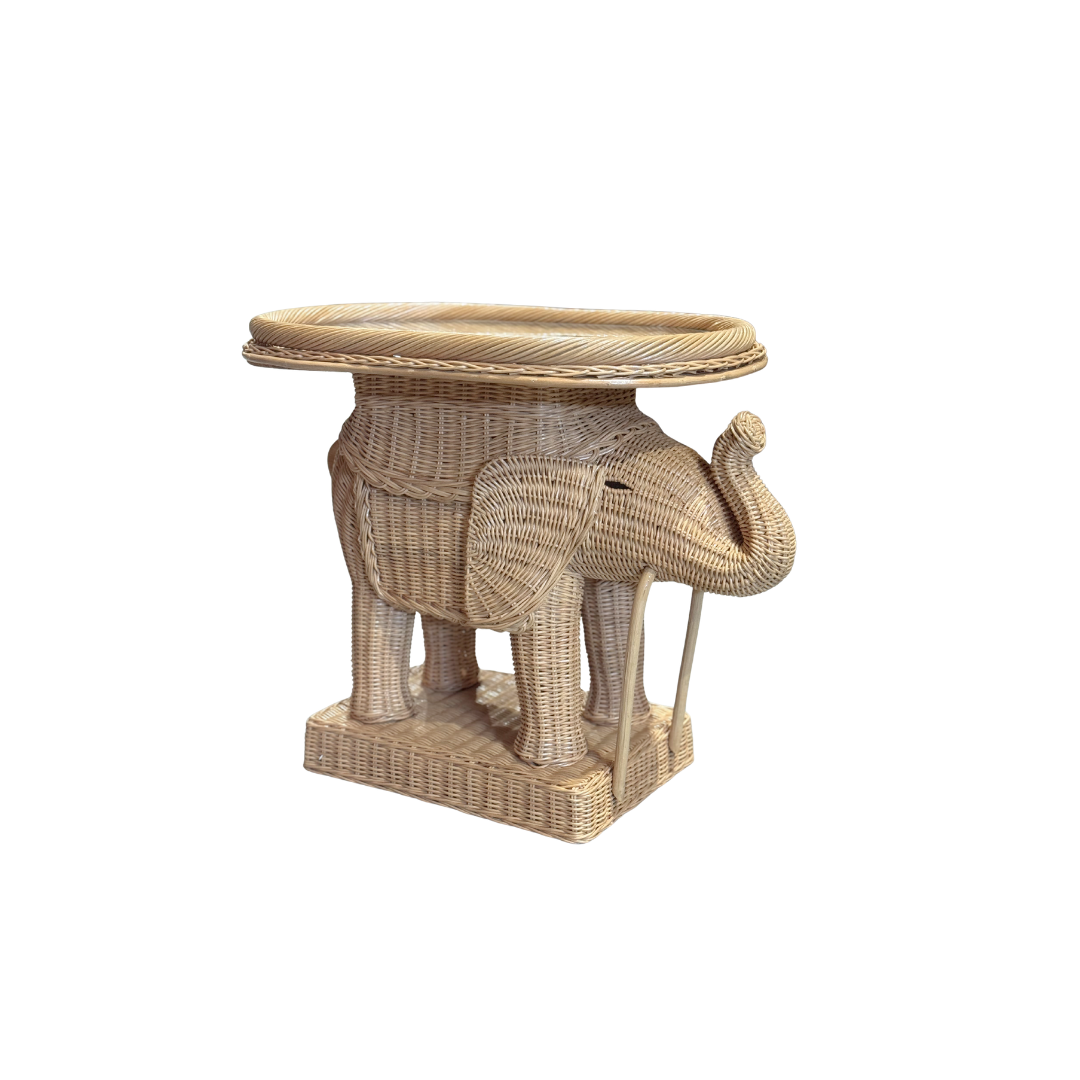 Rattan Elephant Side Table