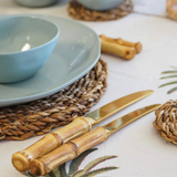 Bamboo Handle Dinner Set Gold
