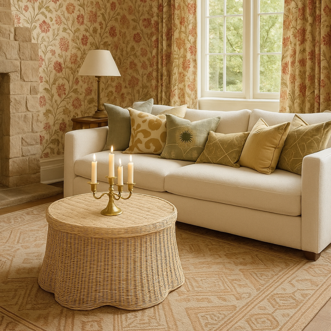 Rattan Scalloped Coffee Table