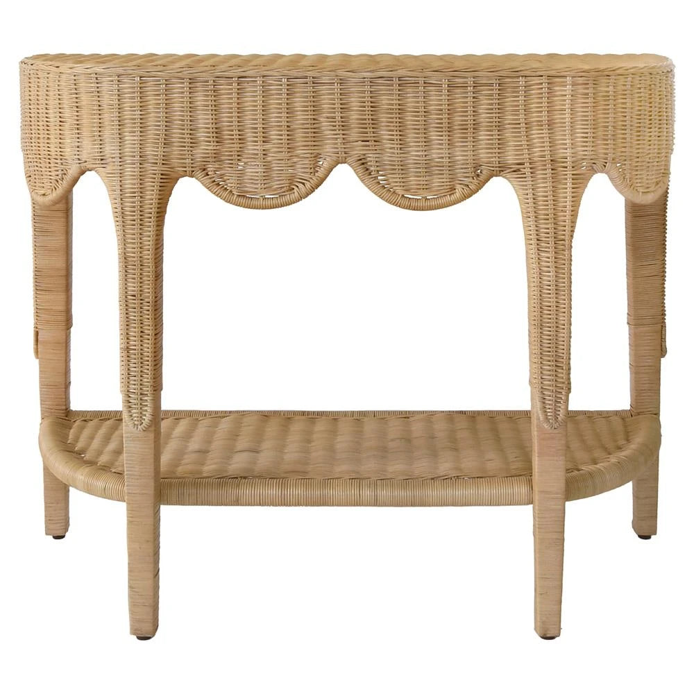 Rattan Scalloped Console Table Belgravia