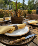Bamboo Handle Dinner Set Silver