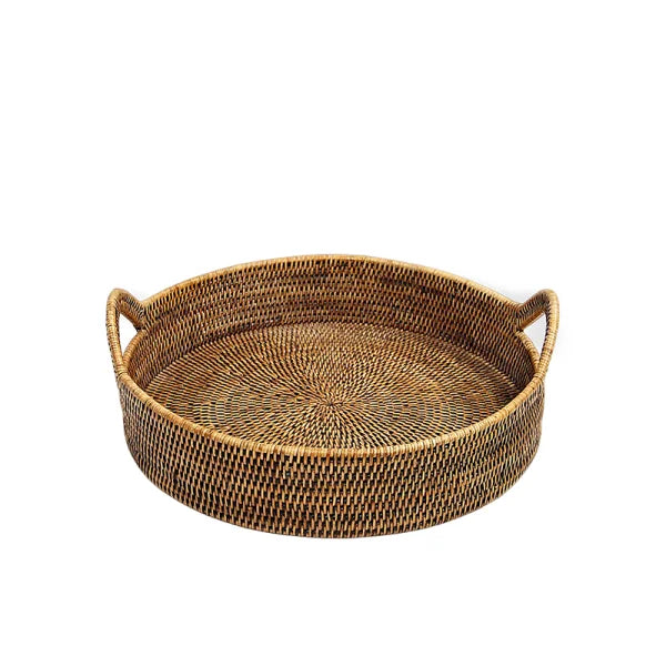 Rattan Round Serving Tray