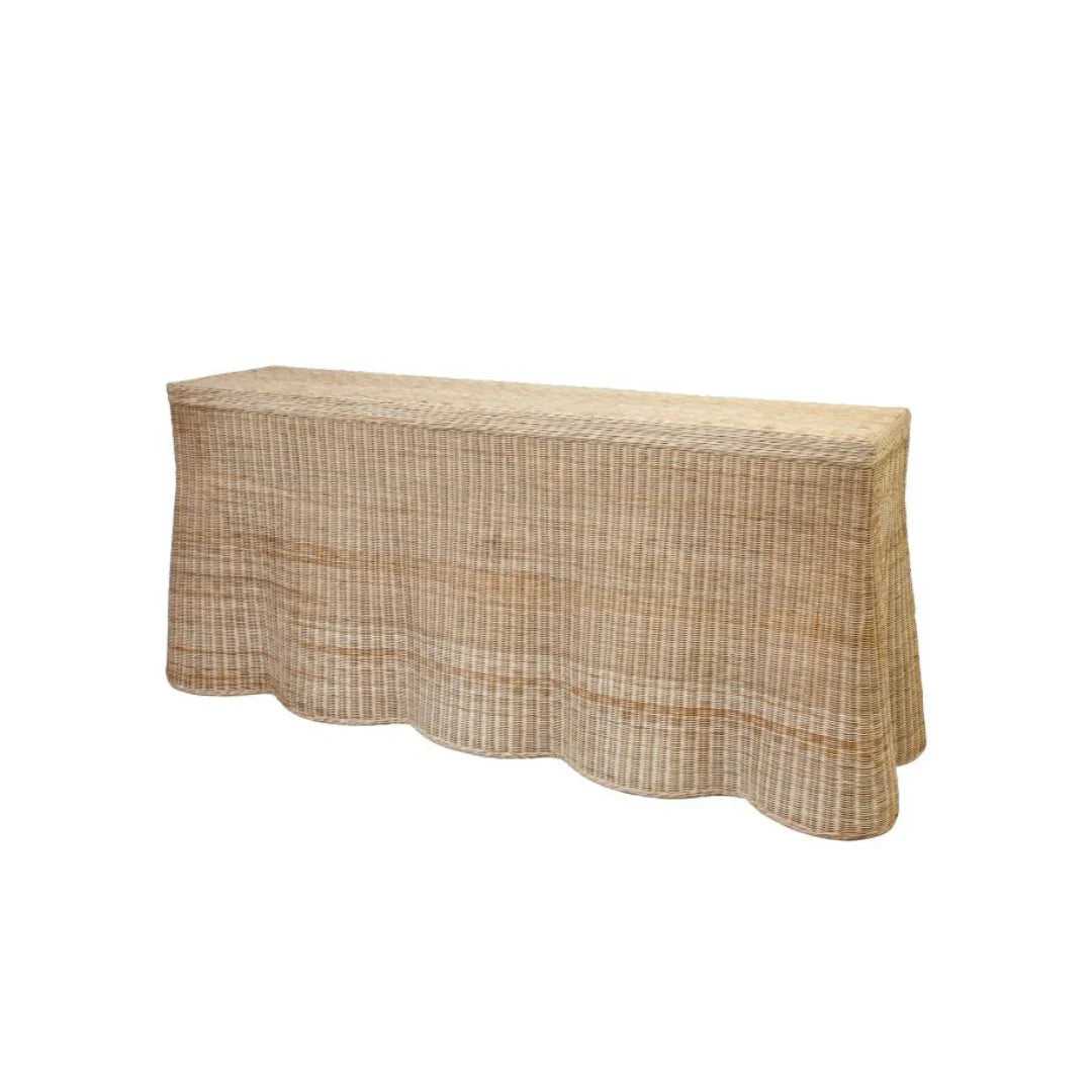 Rattan Scalloped Console Table